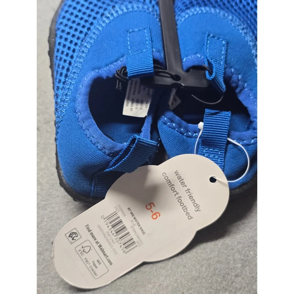 Wonder Nation Toddler Boys Blue Mesh Water Shoes Size 5-6 Slip On Beach Pool